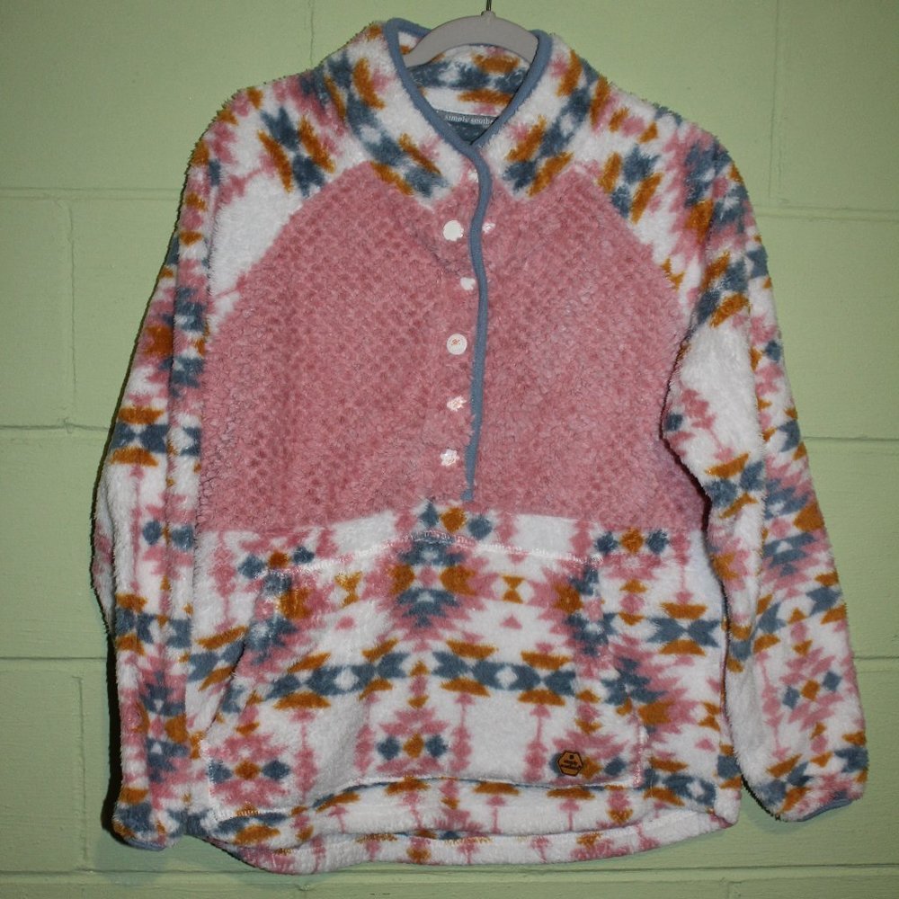 Ladies Medium Simply Southern Aztec Sherpa Pullover